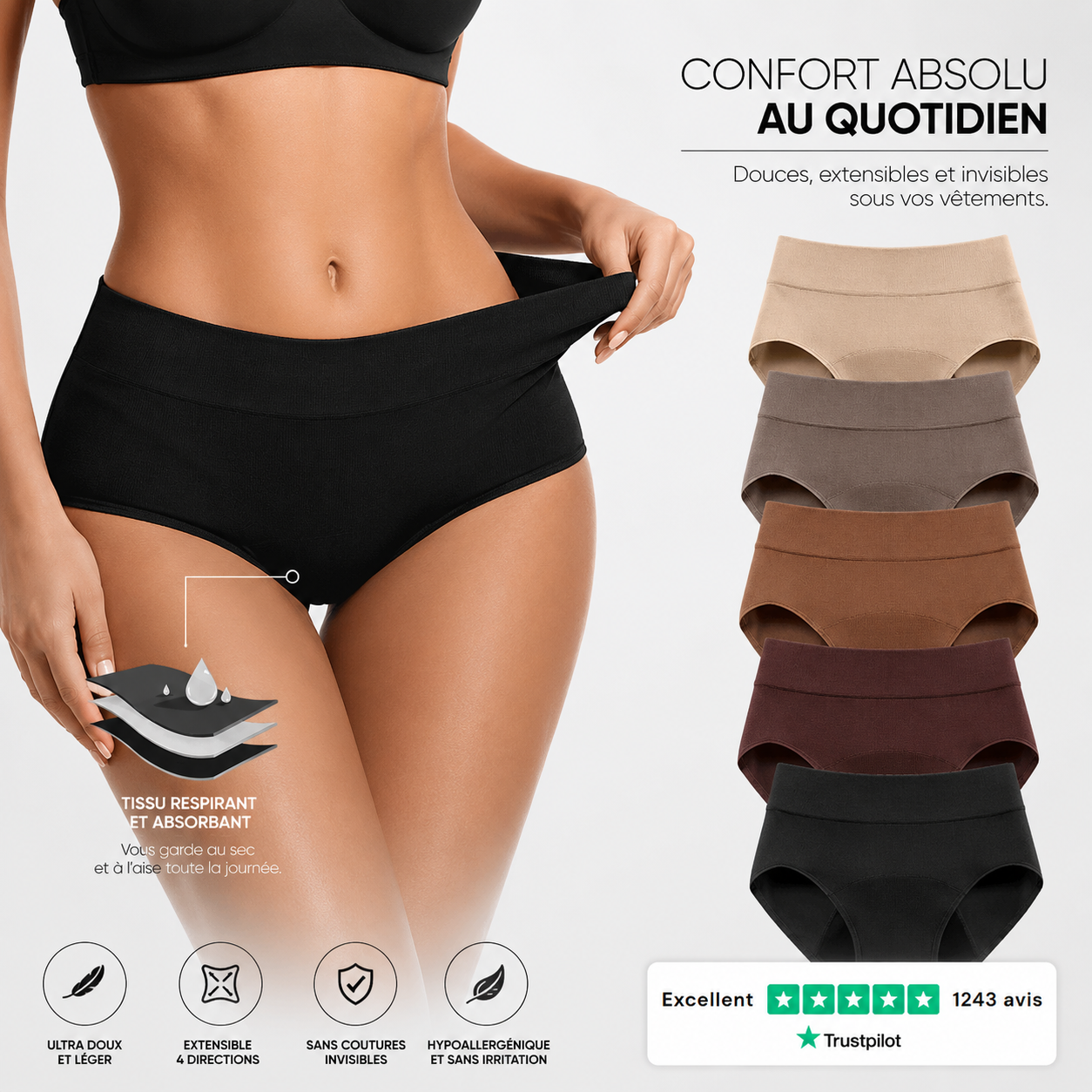 Culotte menstruelle flux abondant & protection 4 couches