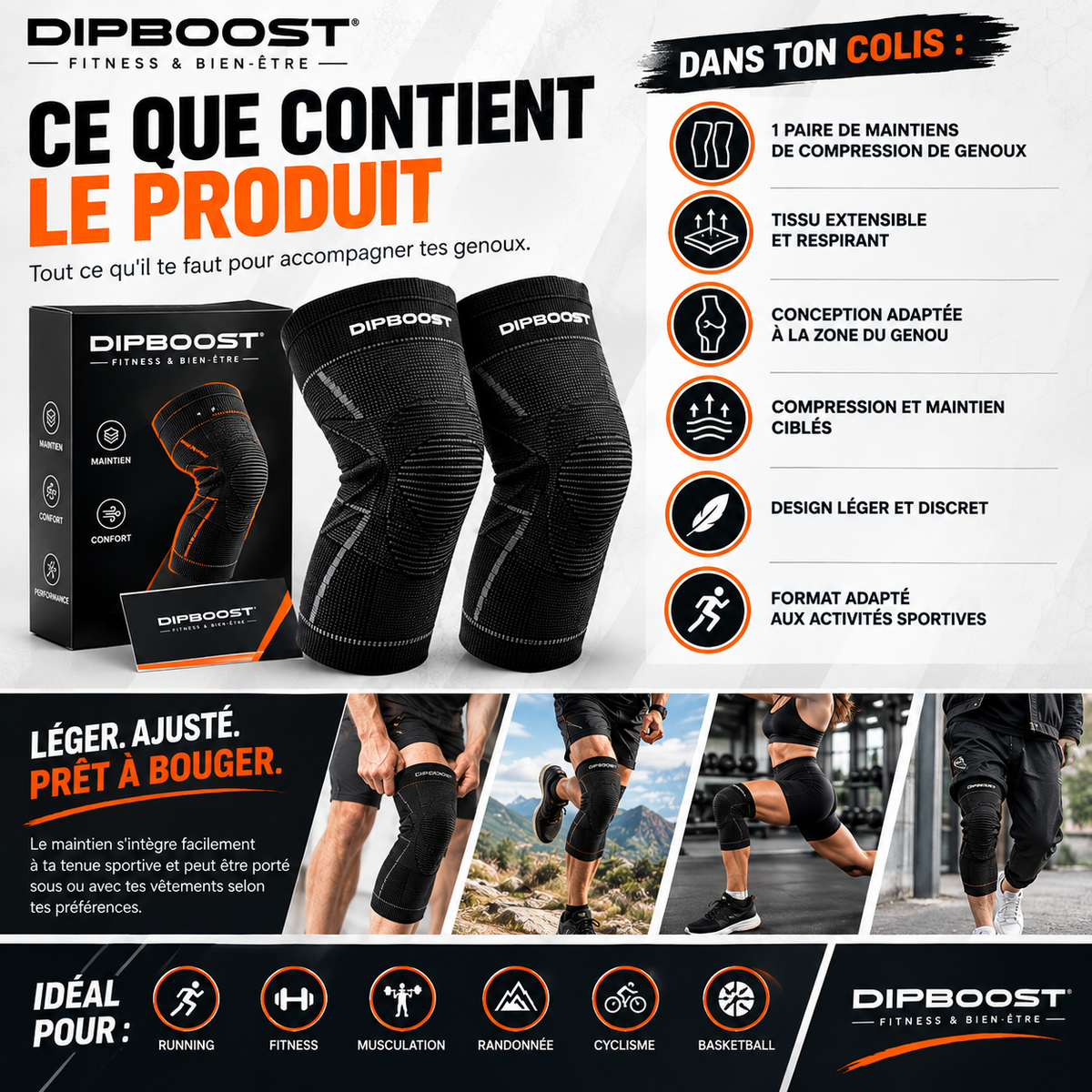 Maintien de  compression  de genoux