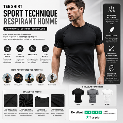 Herren T-Shirt Sportlich Technisch Atmungsaktiv