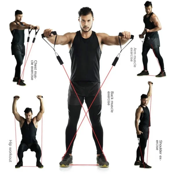 corde de tension de fitness multifonction, 5 tubes élastiques, extracteur de pédale de yoga, bande de résistance, corde de tension pour étirements, entraînement de l'abdomen