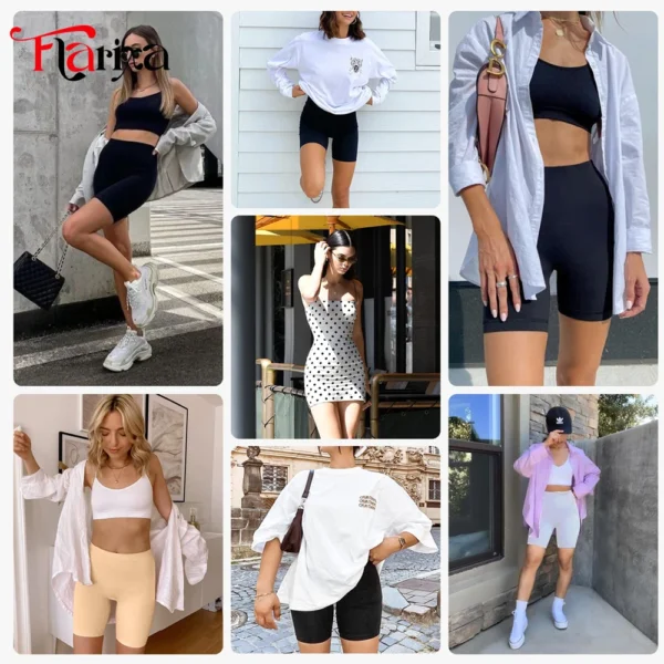 flarixa seamless high waist slip shorts women stretch boyshorts panites underwear protective pants under skirt dress hips lfting