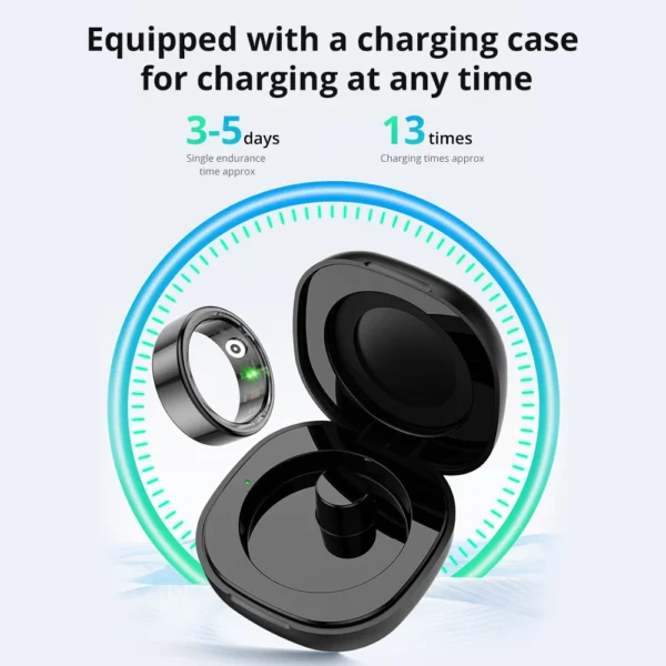 2024 colmi r02 smart ring with charging case for men women, battery life, 39 days, health monitor, 5atm waterproof
