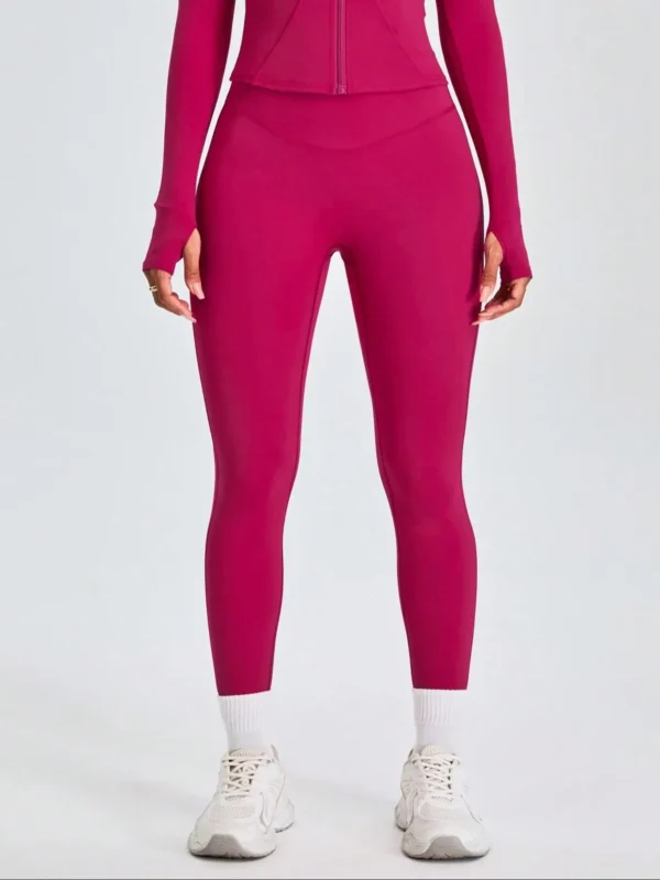 fitfemme two piece set women's solid zip upmock neck sports jacket & highwaist leggings set, sportybreathable quick drying