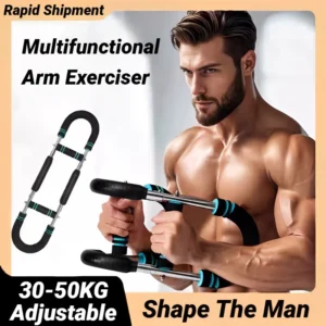 adjustable u shaped arm exerciser with foam handle spring workout bar forearm triceps chest expander portable fitness equipment